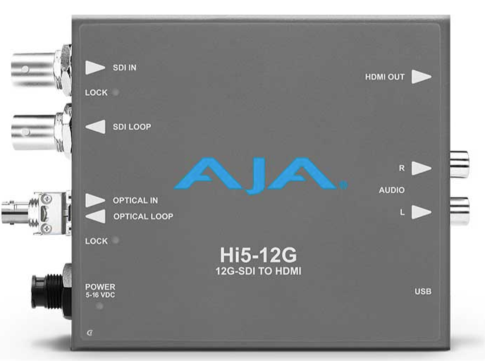 AJA Hi5-12G-R-ST 12G-SDI to HDMI 2.0 Conversion with ST Fiber Receiver