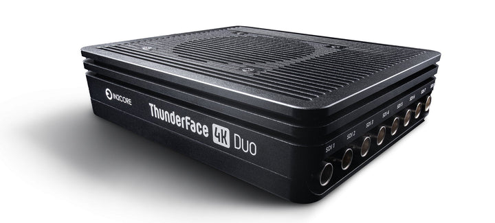 Black electronic device with 'ThunderFace' branding on a white background